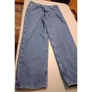 Carhartt Mens Straight Leg Blue Denim Jeans Size 36x32 Made In Mexico 100% Cotto